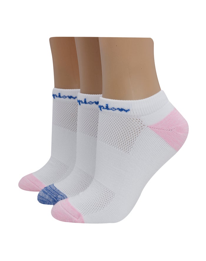 Champion Womens Socks NZ - Low-Cut Embroidered Logo 3-Pairs White ( 5264-QFLJD )